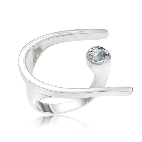 Lunaria Sterling Silver Cocktail Ring with Blue Topaz