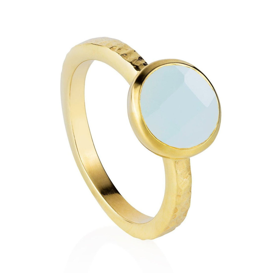 Estella Gold Stacking Ring with Aqua Chalcedony